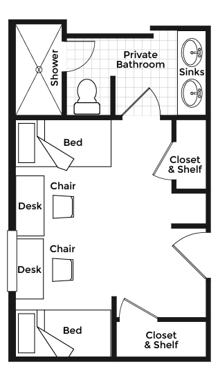 Elite Double w/Private Attached Bath	